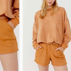 Free People Intimately Kelly Washed Set in Cognac Medium sweatshirt & shorts